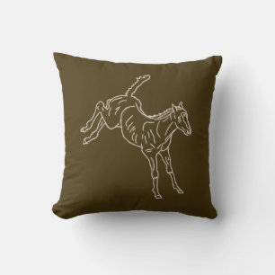 Frolicking Horse Foal - transparent line. Cushion