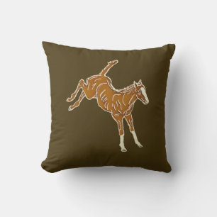 Frolicking Horse Foal - transparent multi-colour. Cushion