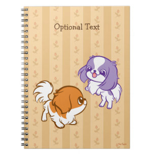 Frolicking Kawaii Puppies Japanese Chin Notebook