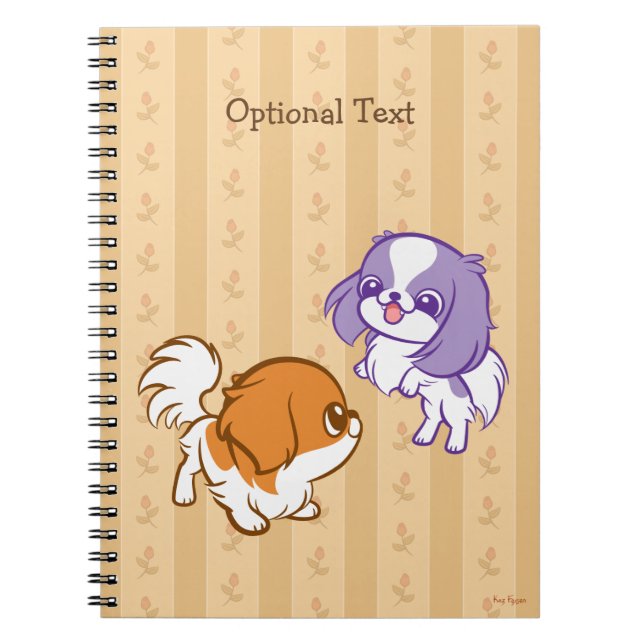 Frolicking Kawaii Puppies Japanese Chin Notebook (Front)