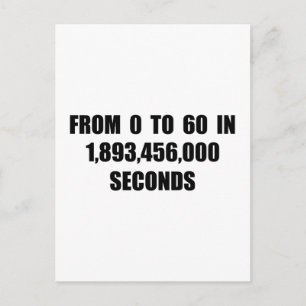 From  0 to 60 in seconds postcard