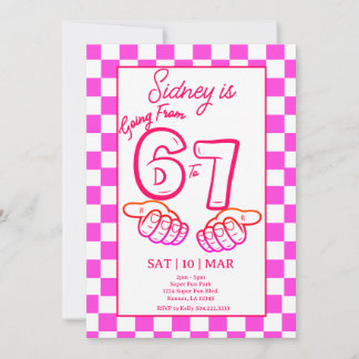 From 6 to 7 Meme Birthday Invitation Checkerboard
