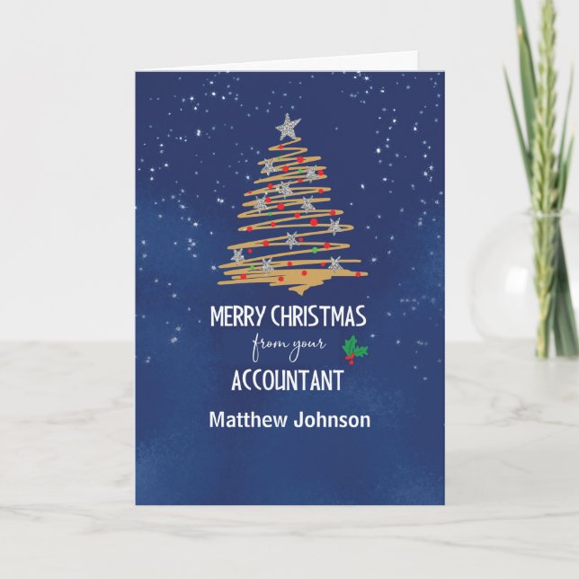 From Accountant Christmas Tree Customisable Name  Card (Front)
