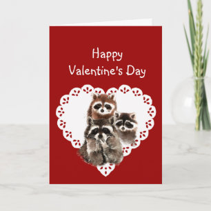 From all of Us Funny Racoon Valentine Holiday Card