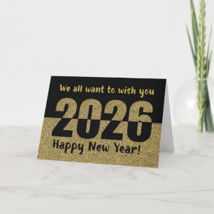 From All of Us Happy New Year 2026, Gold Glitter  Holiday Card