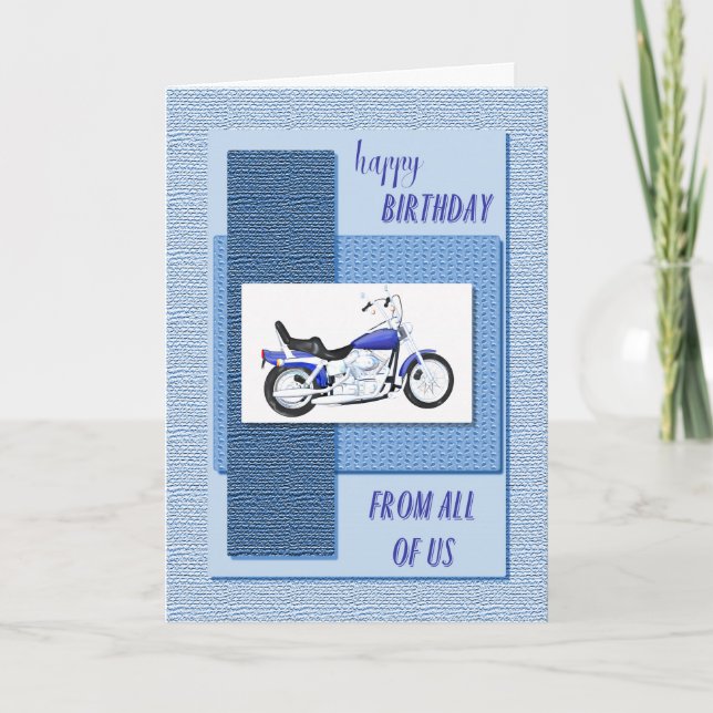 From all of us, motor bike birthday card (Front)
