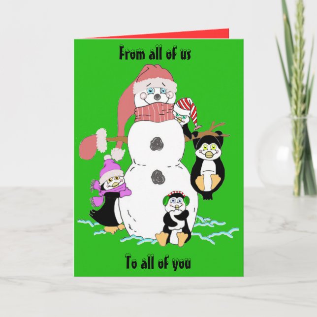 From all of us Snowman Greeting Card (Front)