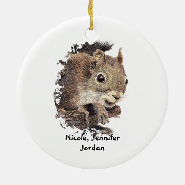 From all us Nuts Custom Christmas Squirrel Ceramic Tree Decoration (Back)