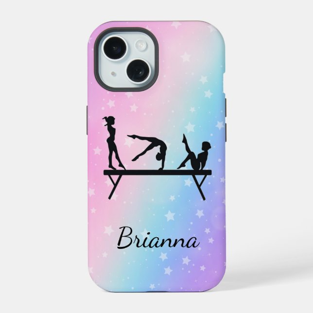 From Beam to Phone Personalised Gymnastics iPhone 15 Case (Back)