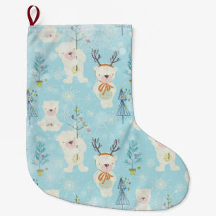 From Bears and Christmas-Xmas Pattern for Kids Large Christmas Stocking
