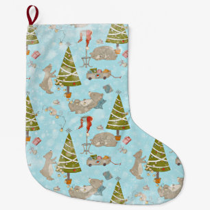 From Bears and Xmas-Christmas Pattern for Kids Large Christmas Stocking