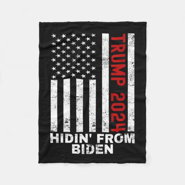 From Biden Kids Men Trump 2024 Flag Anti Joe Biden Fleece Blanket (Front)