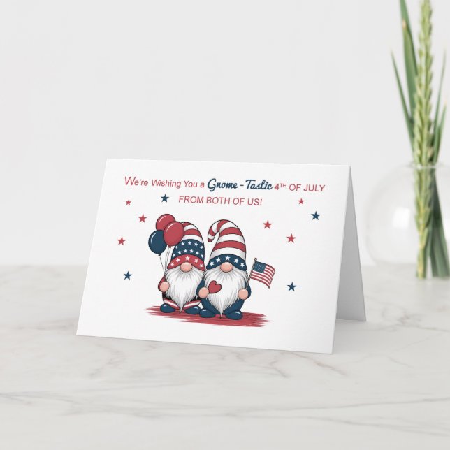 From Both of Us Fourth of July Cute Gnomes Card (Front)