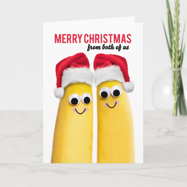 From Both of Us Merry Christmas Funny Bananas Holiday Card (Front)