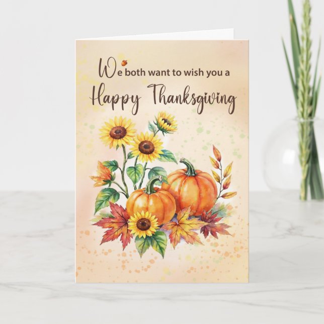 From Both of Us on Thanksgiving Sunflowers Pumpkin Card (Front)