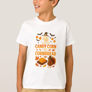 From Candy Corn To Cornbread Halloween Thanksgivin T-Shirt