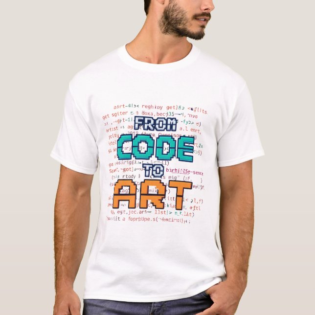 From Code To Art Creative Pixel Software Developer T-Shirt (Front)