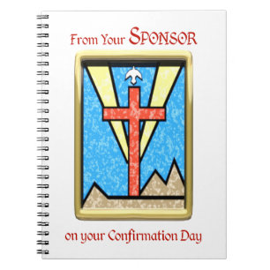 From Confirmation Sponsor, Dove and Cross on Red Notebook