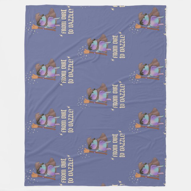 From Dirt to Dazzle Funny Wizard Frog Witch Hat  Fleece Blanket (Front)