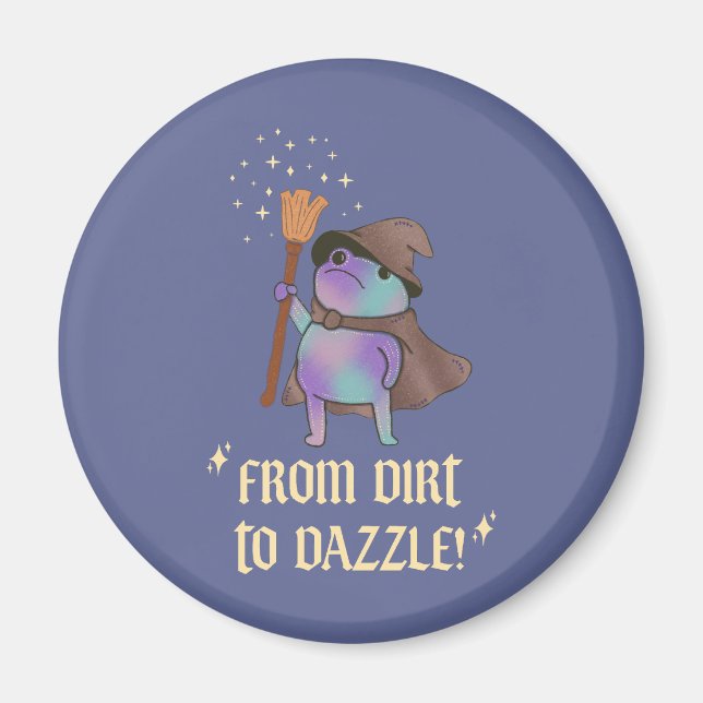 From Dirt to Dazzle Funny Wizard Frog Witch Hat  Magnet (Front)