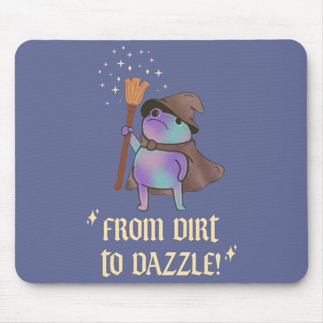 From Dirt to Dazzle Funny Wizard Frog Witch Hat  Mouse Mat (Front)