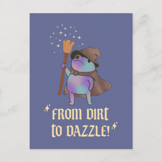 From Dirt to Dazzle Funny Wizard Frog Witch Hat  Postcard