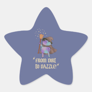 From Dirt to Dazzle Funny Wizard Frog Witch Hat Star Sticker