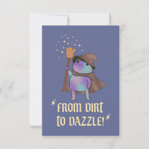From Dirt to Dazzle Funny Wizard Frog Witch Hat Thank You Card