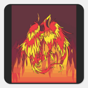 From Fire And Flames Phoenix Bird Square Sticker