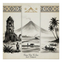 From Fire To Sea-Bicol Philippines Sumi-e