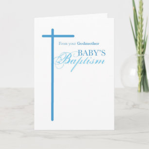 From Godmother on Baptism of Boy, Blue Cross Card