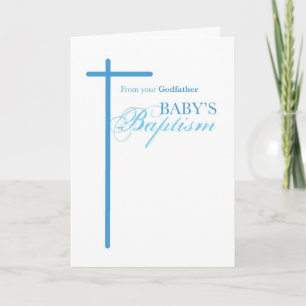 From Godmother on Baptism of Boy, Blue Cross Card