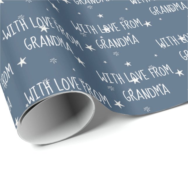 From Grandma White Stars Wrapping Paper (Roll Corner)