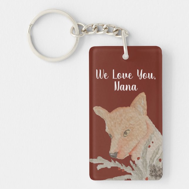 From Kids Grandma Grandparent Festive Fox Key Ring (Front)