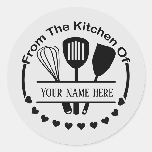 from kitchen add name  classic round sticker (Front)