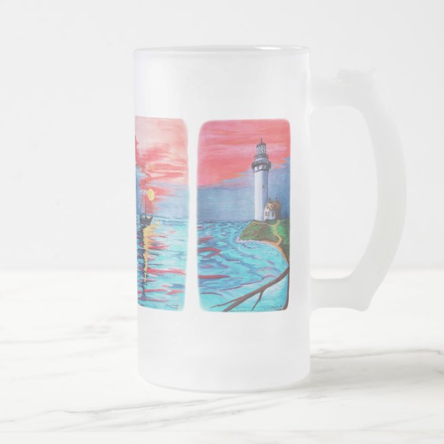From Lighthouse Mermaids Frosted Glass Beer Mug (Right)
