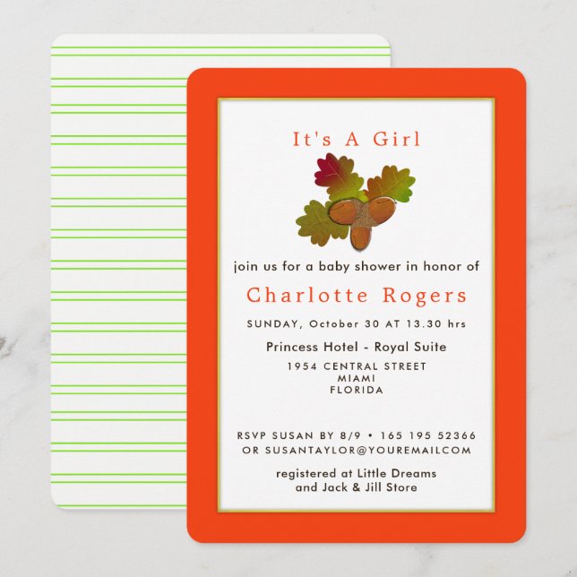 From Little Acorns Baby Shower Invitation (Front/Back)