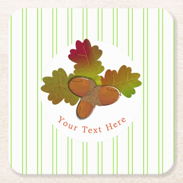 From Little Acorns Rustic Autumn Fall Square Paper Coaster (Front)