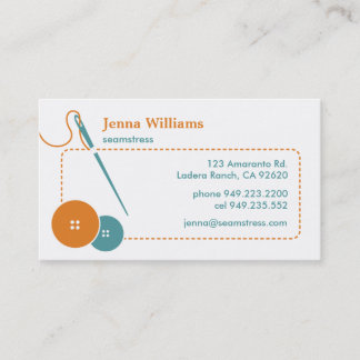 From Lucy: ARTISAN & SEAMSTRESS | orange & blue Business Card