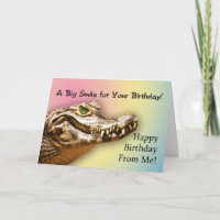 From me,  Birthday card with a smiling alligator