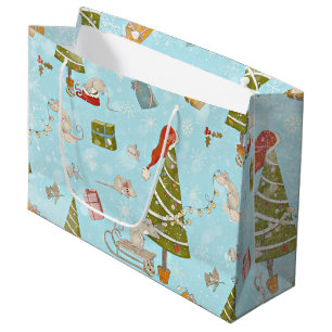 From Mice and Christmas Tree-Xmas Pattern for Kids Large Gift Bag