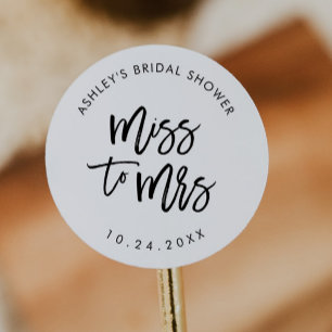 From Miss To Mrs Bridal Shower Favour Classic Round Sticker