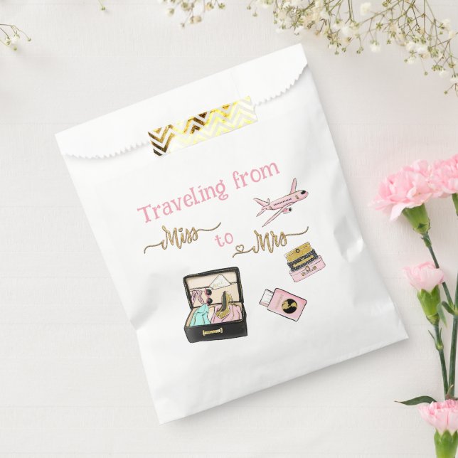 From Miss to Mrs Bridal Shower Journey Pink Favour Bags (Sealed)