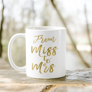 From Miss to Mrs Bridal Shower Party Gold Foil Coffee Mug