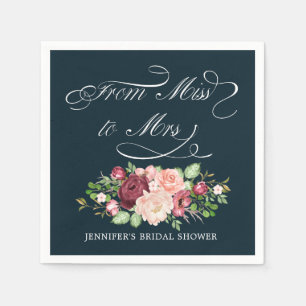from miss to mrs floral calligraphy monogram napkin