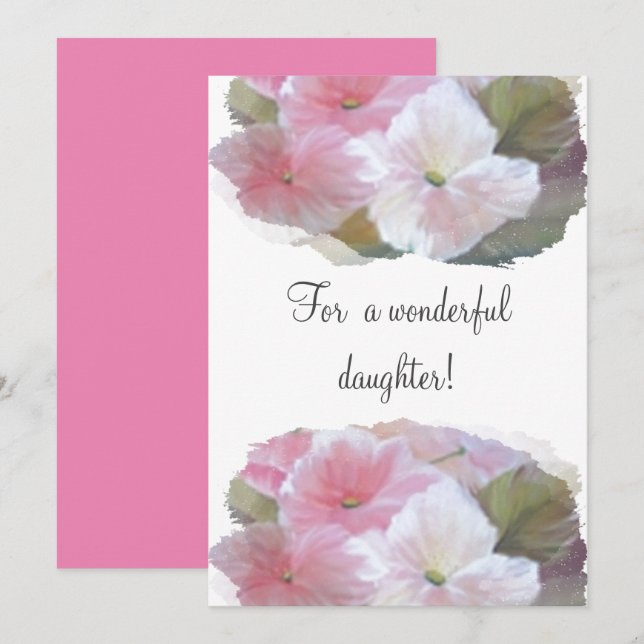 From mother to daughter floral Flat Holiday Card (Front/Back)