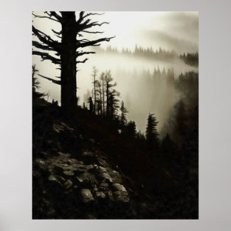 From Mountain To Moody Mist Of Morning Treescape Poster