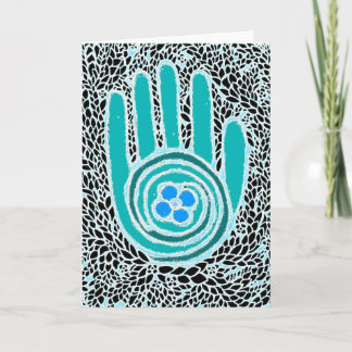 From my hand to your hand greeting card (blue)