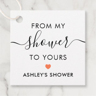 From My Shower To Yours, Bridal Shower Coral Favour Tags