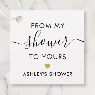 From My Shower To Yours, Bridal Shower Gold Favour Tags